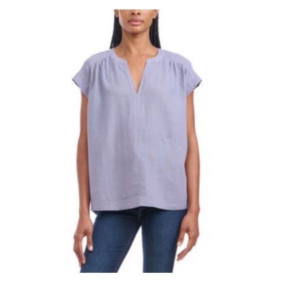 Splendid Linen Blouse Large Ladies’ Top Shirt Purple NWT V-Neck Loose Fit Soft - Picture 1 of 6